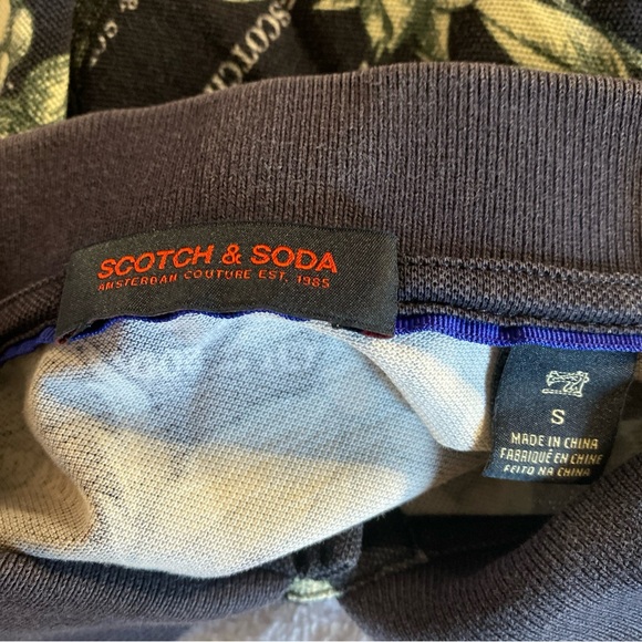 Scotch Soda Mens S SMALL Polo Shirt Floral All Over Print Logo Golf Preppy Adult - Picture 6 of 14
